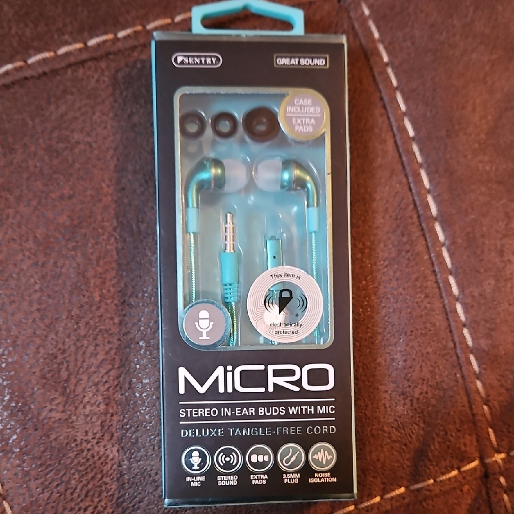 Pentry Micro Stereo In-Ear Buds with Mic - Blue